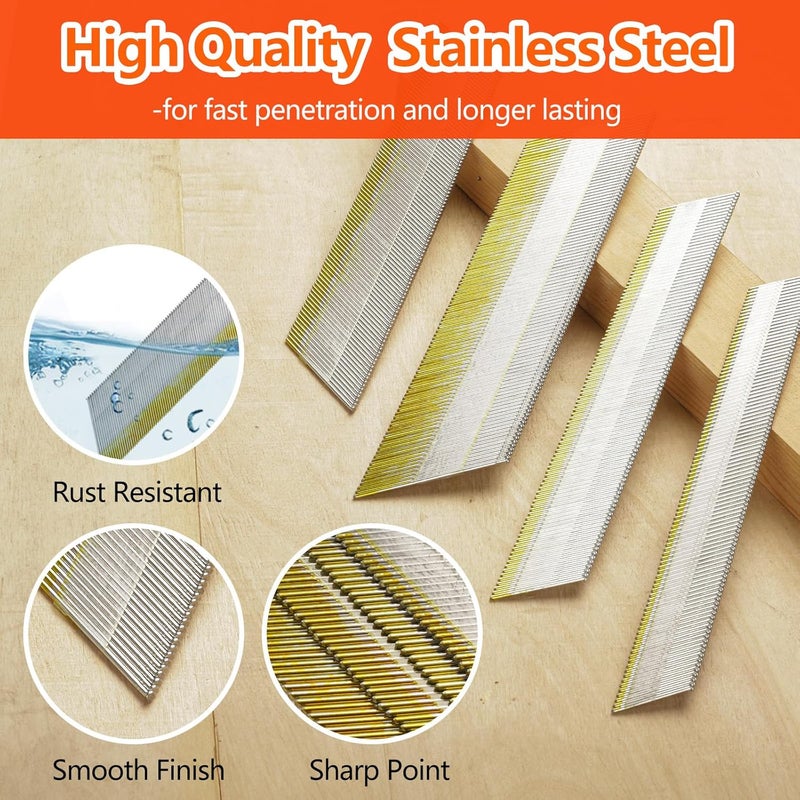 SITLDY 15 Gauge 304 Stainless Steel DA Angled Finish Nails, 34-Degree, 2000-Pack (2-1/2", 2", 1-1/2“, 1-1/4" 500 Per Sizes) Assorted Size Project Pack, for Pneumatic, Electric Angled Finish Nailer - Image 3